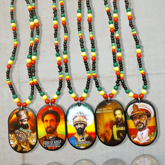 Haile Selassie Beaded Necklaces - Rasta Chain