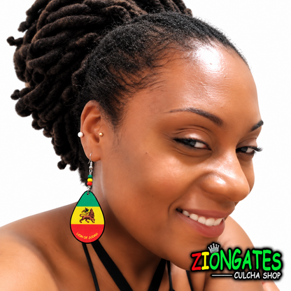 RASTA Earrings - Lion of Judah - Ankh
