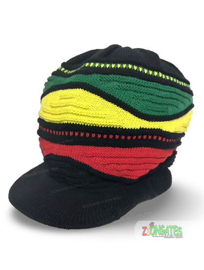 Medium Black Rastafarian Crown AKA rasta hats tams dread locks cap RH059-1RYG