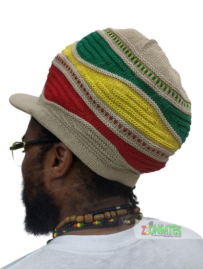 Medium Beige Rastafarian Crown AKA rasta hats tams dread locks cap - RH059-3RYG