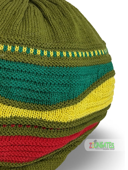 Medium Olive green Rasta Crown AKA Rasta Hats Tams Dread locks cap - RH059-5RYG