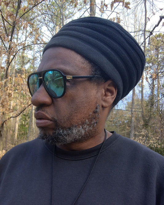 RH070 Small BLACK Rastafarian Crown - Rasta hats tams dread locks cap