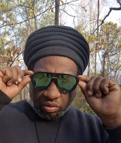 RH070 Small BLACK Rastafarian Crown - Rasta hats tams dread locks cap