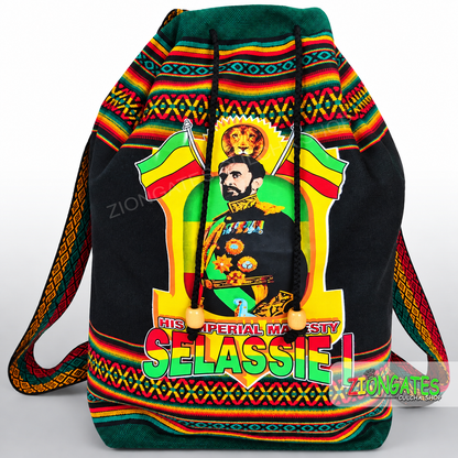 Haile Selassie I Rasta Backpack – Ethiopian Drawstring Bag