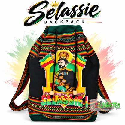 Haile Selassie I Rasta Backpack – Ethiopian Drawstring Bag