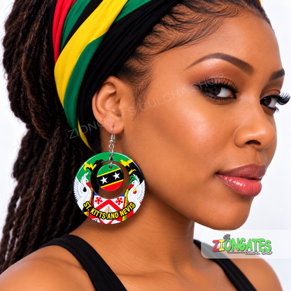 St. Kitts & Nevis Flag Earrings – 2-Inch Earrings