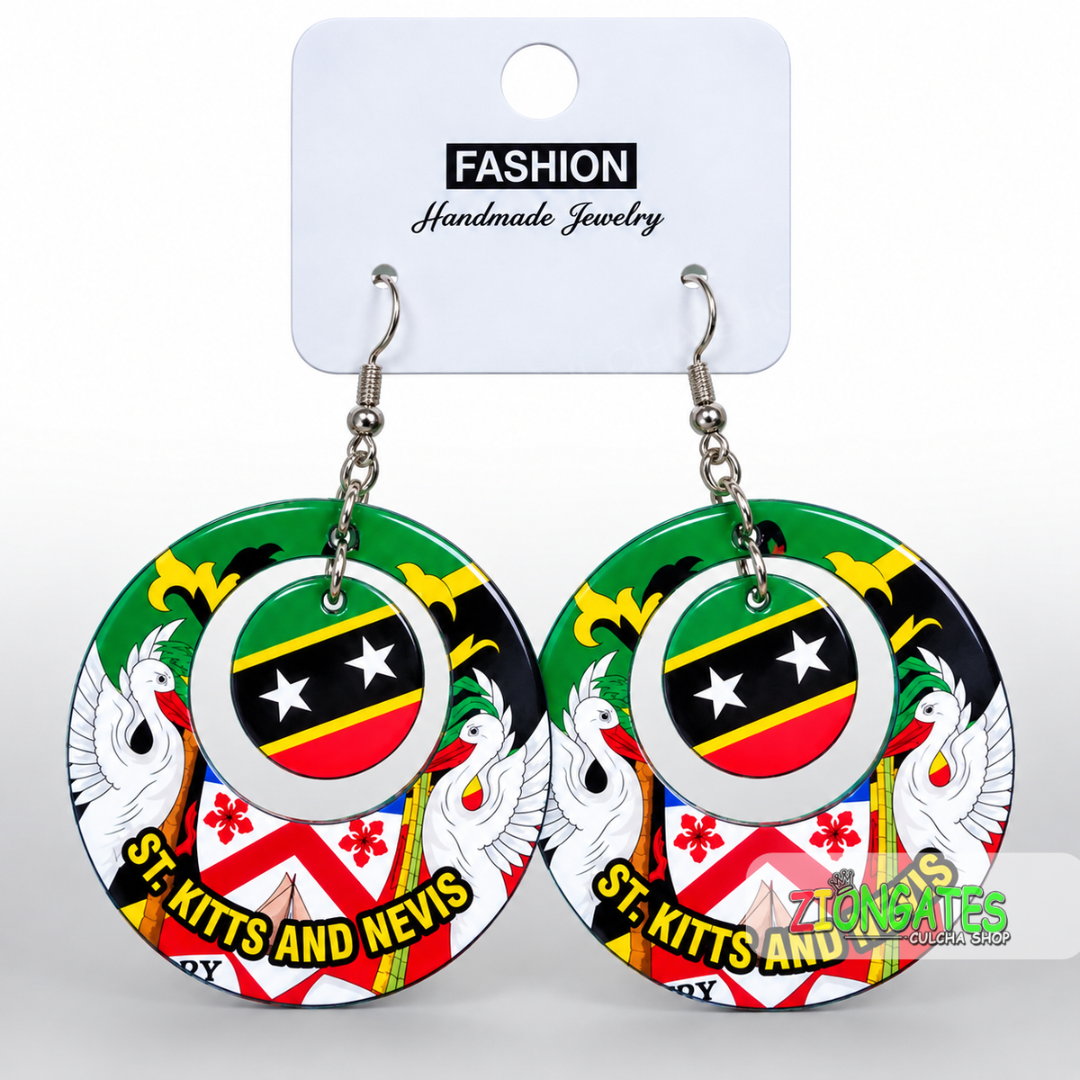 St. Kitts & Nevis Flag Earrings – 2-Inch Earrings