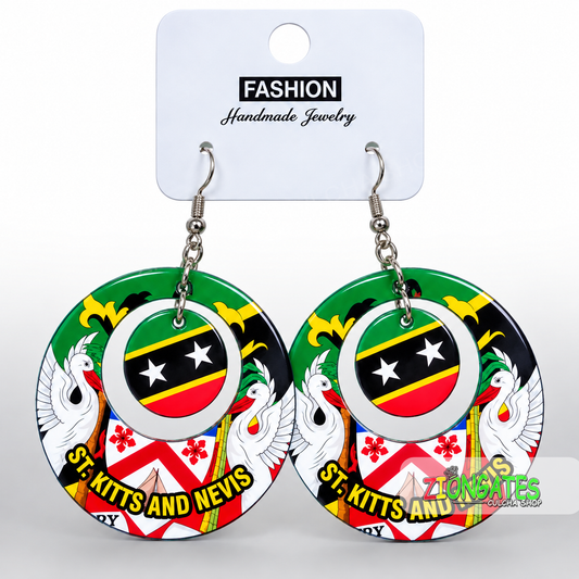 St. Kitts & Nevis Flag Earrings – 2-Inch Earrings