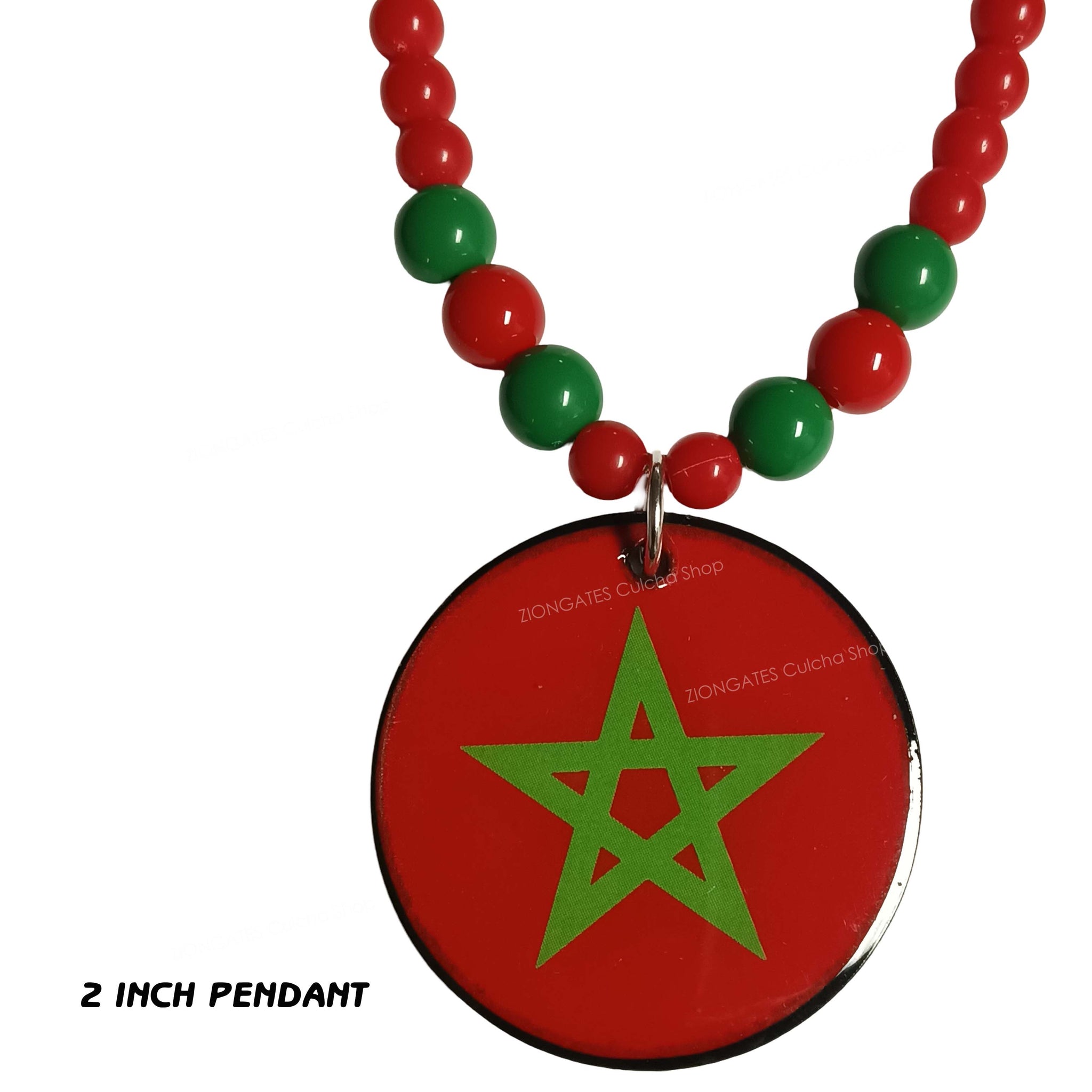 Red Moorish Flag Beaded Necklace - Moorish American - Morocco