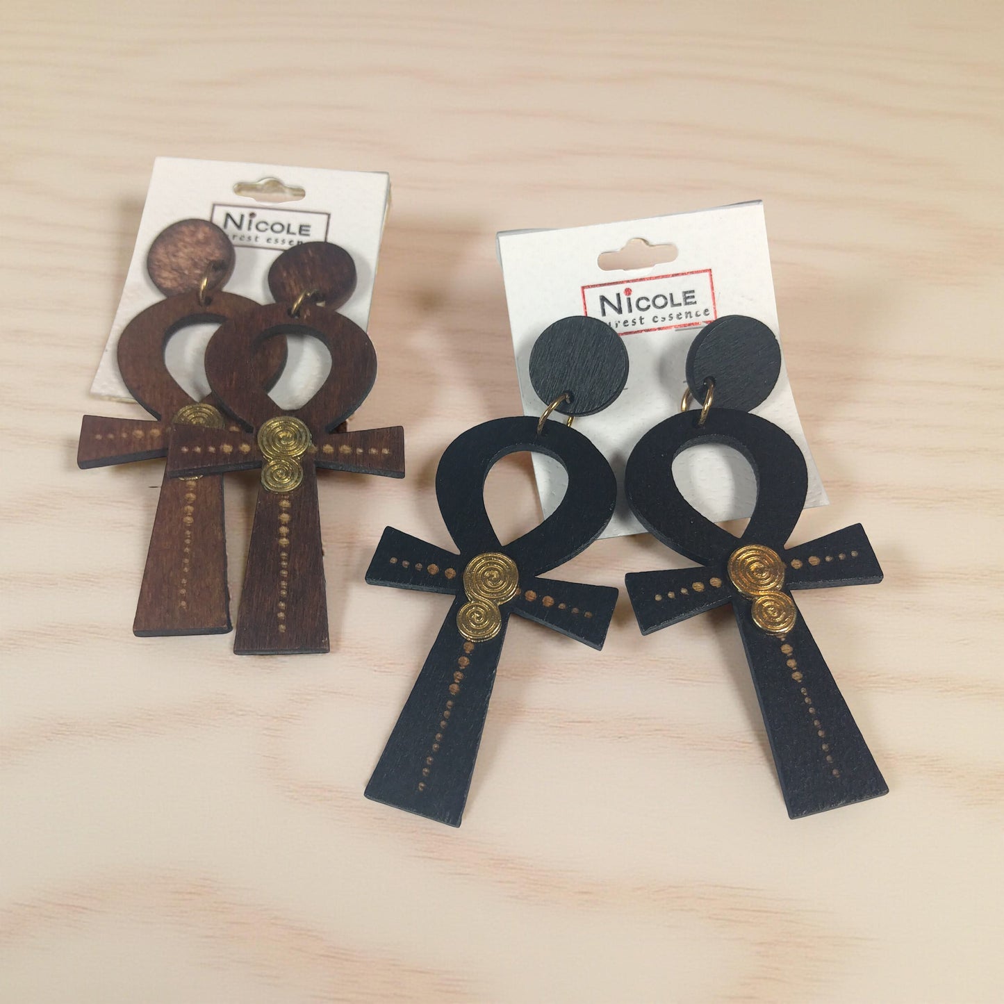 ANKH wooden earrings - afrocentric earrings