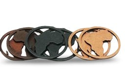 AFRICA wooden earrings with circle print - Brown - Black