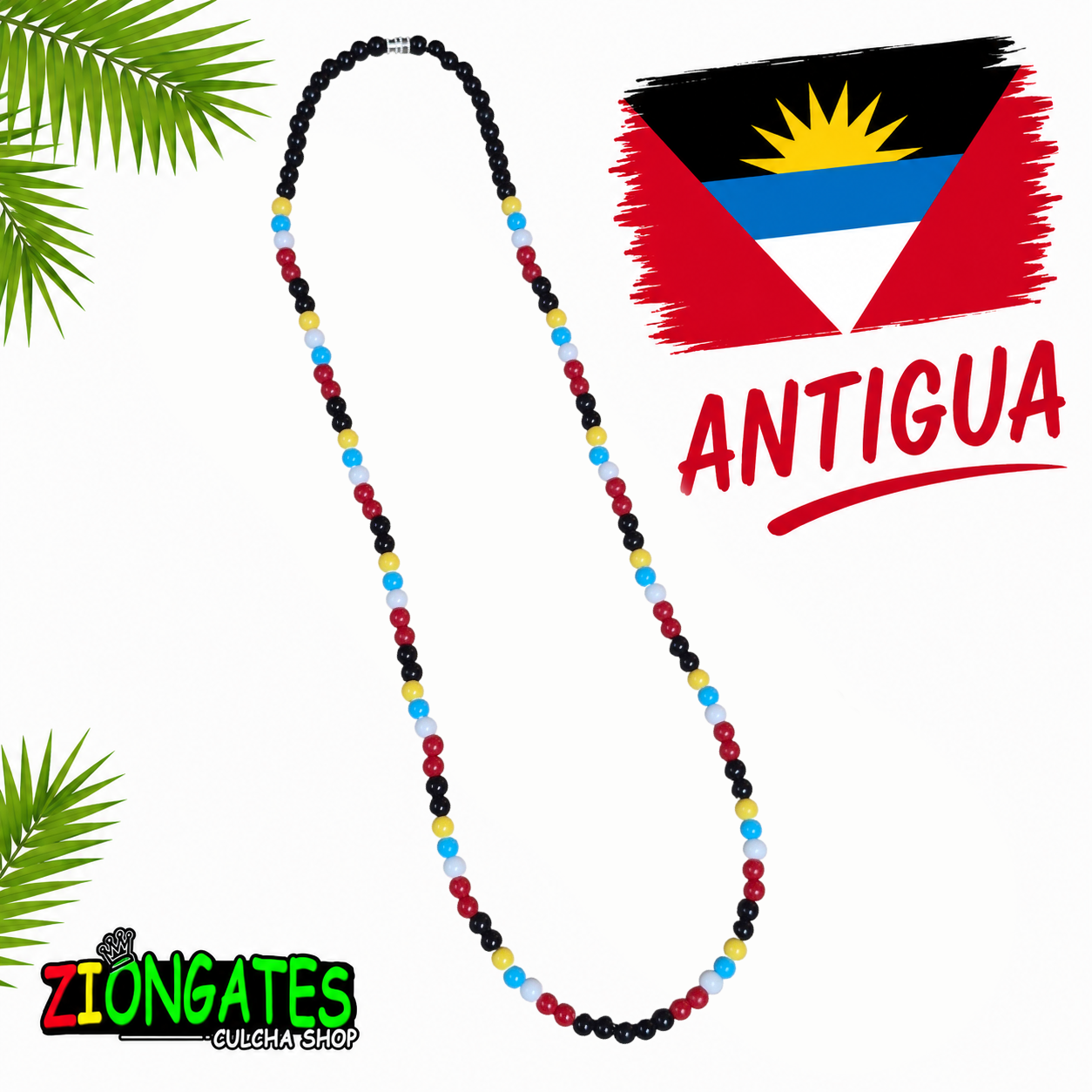 Caribbean Flag Beaded Necklace – Antigua, Bahamas, Barbados, Belize