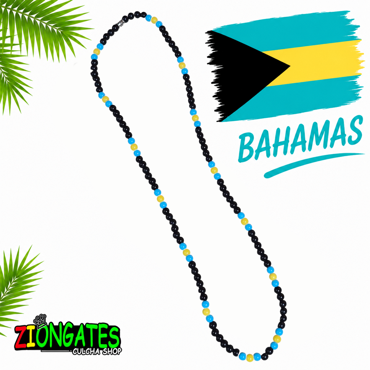 Caribbean Flag Beaded Necklace – Antigua, Bahamas, Barbados, Belize