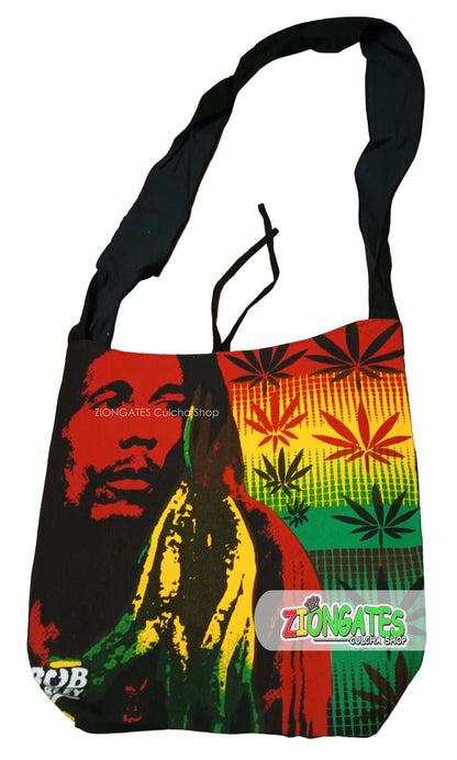 Large Black Rasta Shoulder Bag - Bob Marley Crossbody Hobo Bag