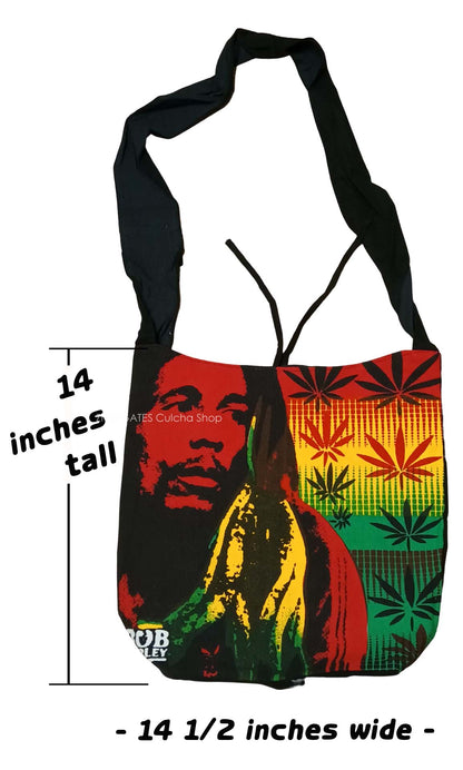 Large Black Rasta Shoulder Bag - Bob Marley Crossbody Hobo Bag