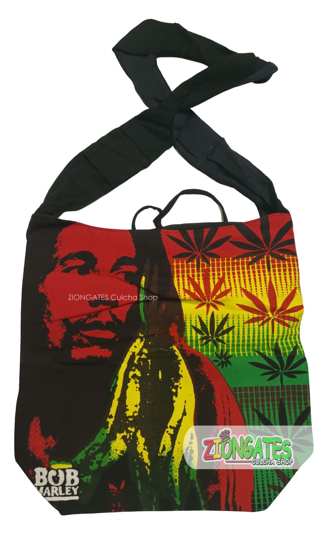 Large Black Rasta Shoulder Bag - Bob Marley Crossbody Hobo Bag