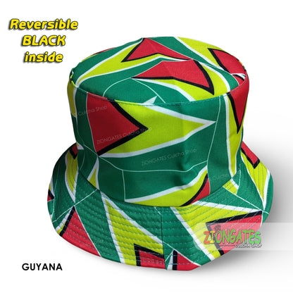 Caribbean Flag Bucket Hats - Jamaica Guyana Haiti Trinidad Virgin Islands - REVERSIBLE