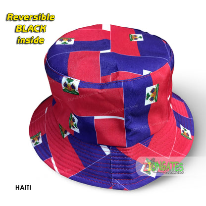 Caribbean Flag Bucket Hats - Jamaica Guyana Haiti Trinidad Virgin Islands - REVERSIBLE