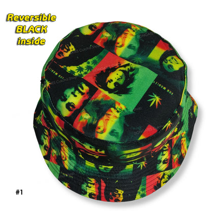 Bob Marley Bucket Hats - REVERSIBLE Black on inside