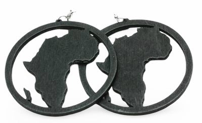 AFRICA wooden earrings with circle print - Brown - Black
