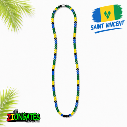 Caribbean Flag Beaded Necklace – St. Lucia, St. Kitts & Nevis, St. Vincent