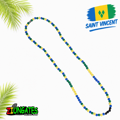Caribbean Flag Beaded Necklace – St. Lucia, St. Kitts & Nevis, St. Vincent