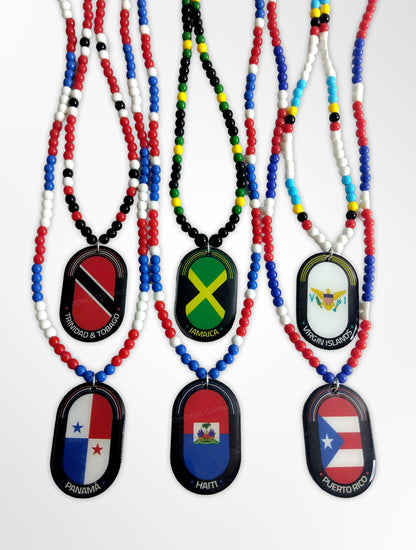 Caribbean flag beaded necklaces - Haiti - Jamaica - Puerto Rico - Panama - Trinidad - Virgin Islands