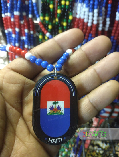 Caribbean flag beaded necklaces - Haiti - Jamaica - Puerto Rico - Panama - Trinidad - Virgin Islands