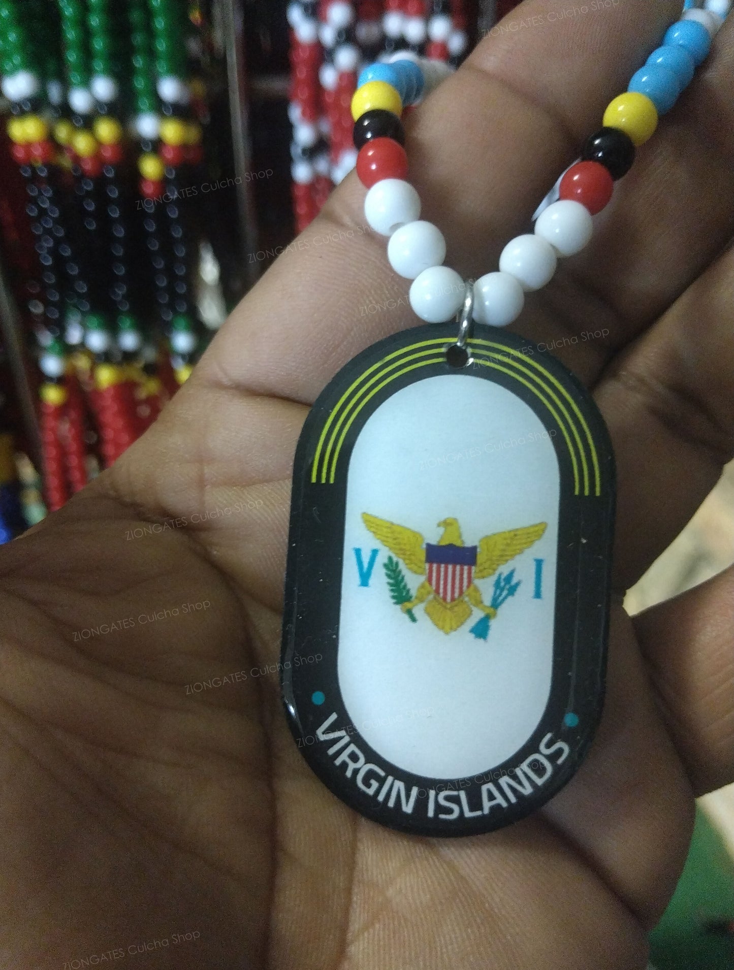 Caribbean flag beaded necklaces - Haiti - Jamaica - Puerto Rico - Panama - Trinidad - Virgin Islands