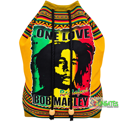 Bob Marley One Love Drawstring Backpack, Rasta Reggae Festival Bag