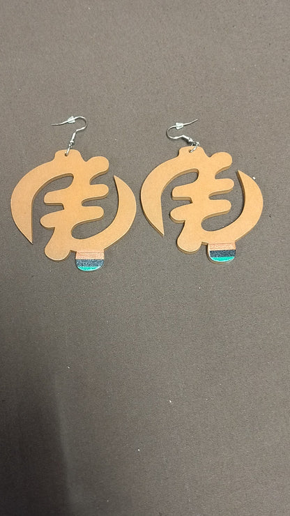 GYE NYAME Earrings W/ Red black and Green stripe - Black - Brown