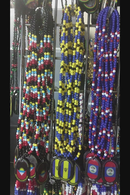 Caribbean flag beaded necklaces - Antigua - Barbados - Bahamas - Cuba - Dominica - Grenada - Guyana