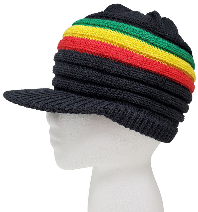 RH018-2 Small BLACK Rastafarian Crown - rasta hats tams dread locks cap