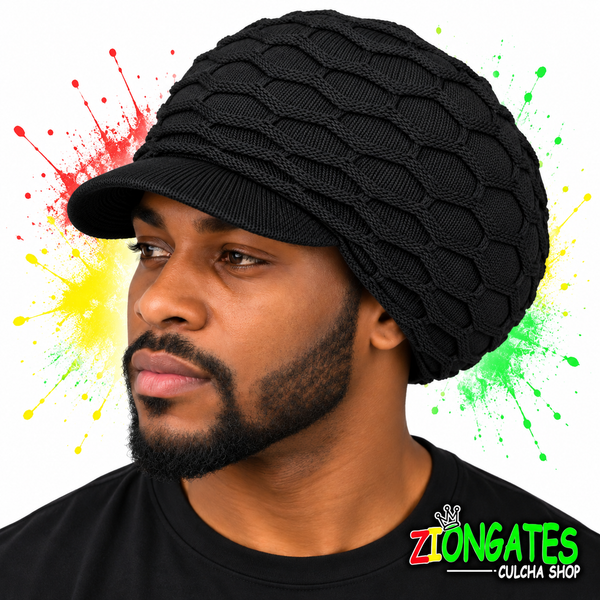 Large BLACK Rastafarian Crown AKA rasta hats tams dread locks cap RH020-2