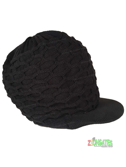 RH020-2 Large BLACK Rastafarian Crown AKA rasta hats tams dread locks cap