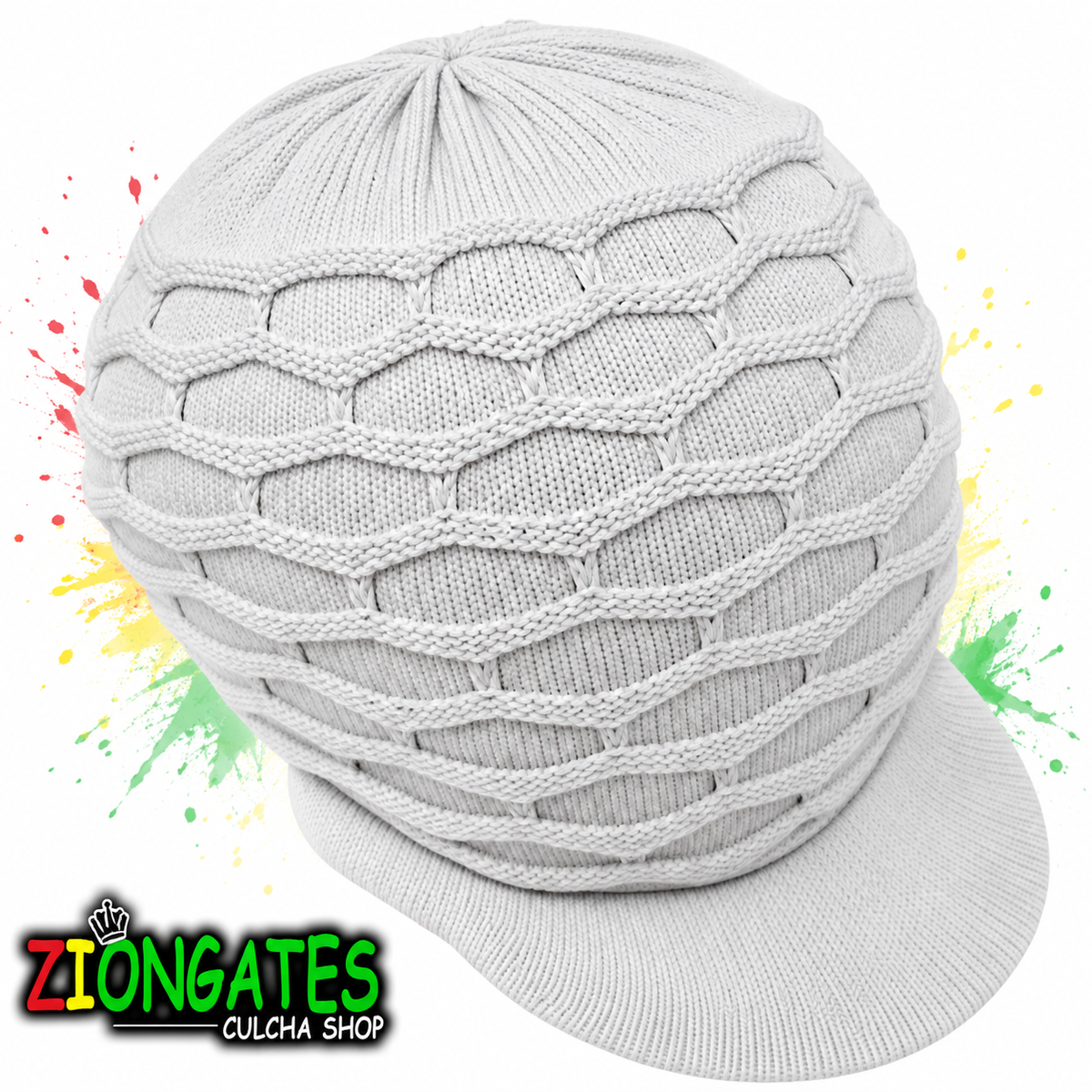 Large SOLID WHITE Rastafarian Crown AKA rasta hats tams dread locks cap RH020-6