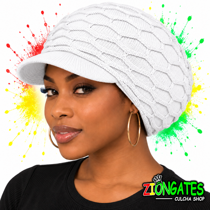 Large SOLID WHITE Rastafarian Crown AKA rasta hats tams dread locks cap RH020-6