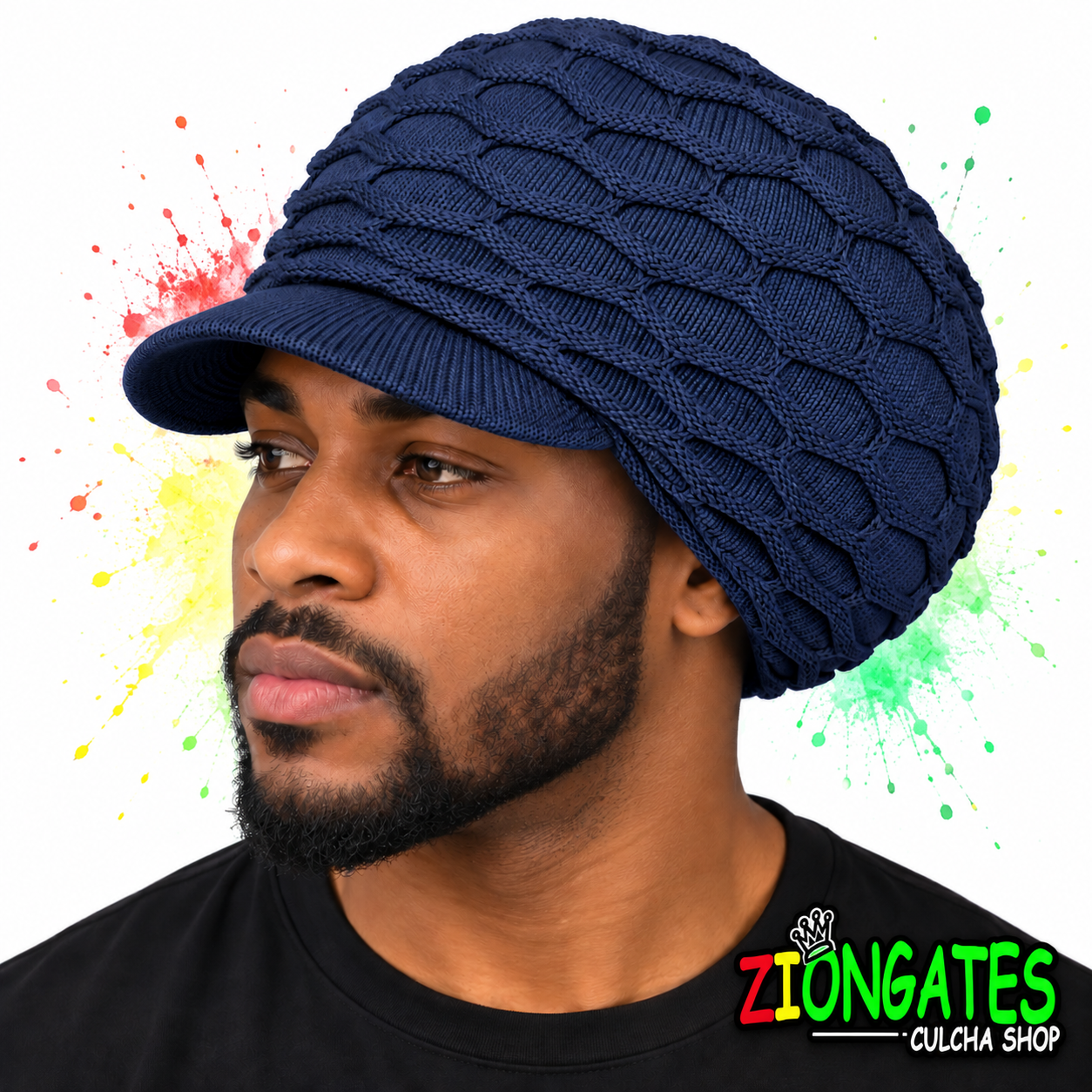 Large NAVY BLUE Rastafarian Crown AKA rasta hats tams dread caps RH020-7