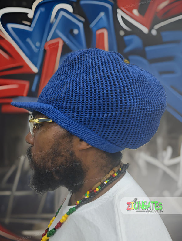 Large ROYAL BLUE MESH rasta hats rh035-10