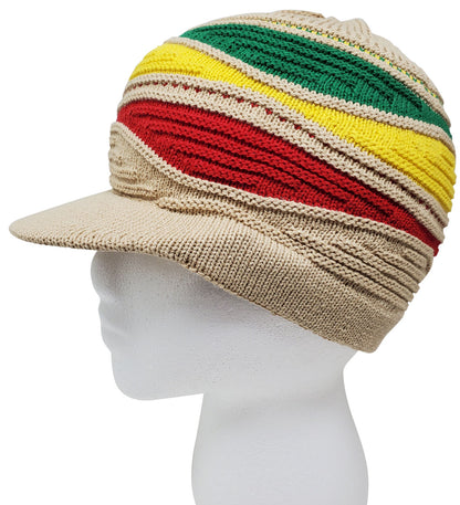 Beige Baseball Style Rasta hat - dread locks cap - RH059-3BB