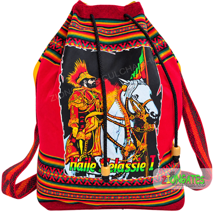 Haile Selassie Rasta Backpack – Ethiopian Drawstring Bag