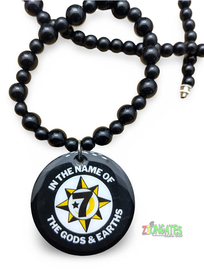 Nation of Gods and Earths Beaded Necklace black chain, Universal Flag, Five Percenters, God Body, NGE.