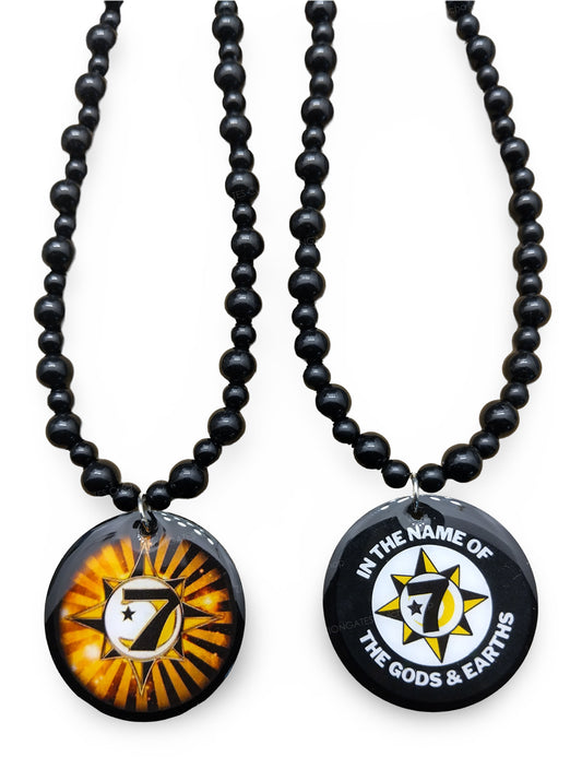 Nation of Gods and Earths Beaded Necklace black chain, Universal Flag, Five Percenters, God Body, NGE.