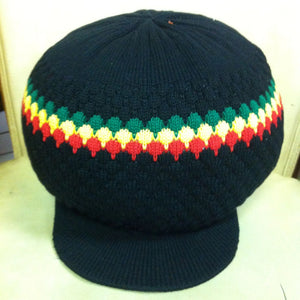rh011-1 Medium black w/ ryg Rastafarian Crown AKA rasta hats tams dread locks cap