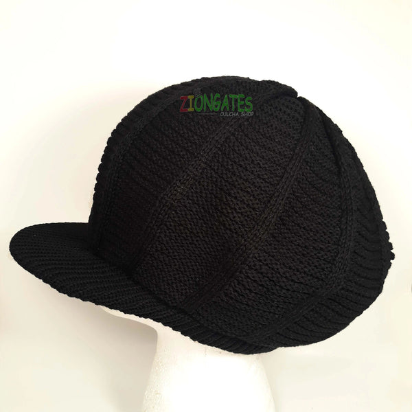 Medium Solid Black Rastafarian Crown - rasta hats tams dread locks cap rh039-1