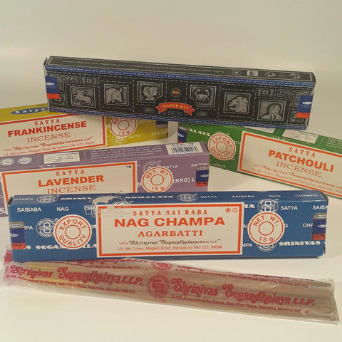 Satya incense - frankincense - lavender - nag champa - patchouli - super hit