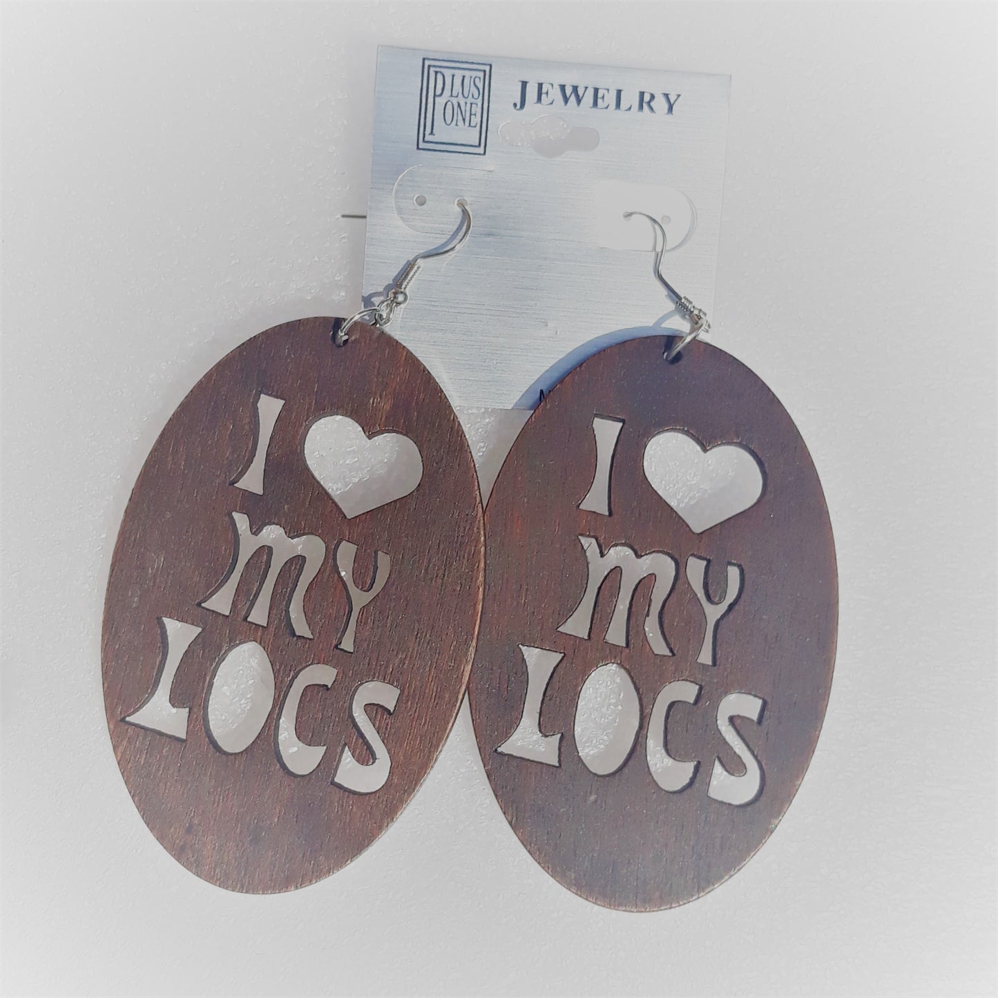 I LOVE MY LOCS wooden earrings - Brown - Dark Brown - Black