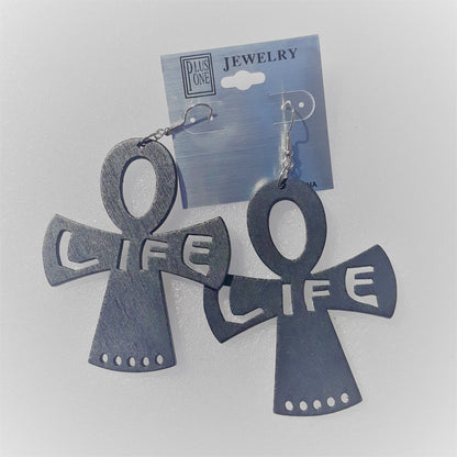 ANKH wooden earrings LIFE - afrocentric earrings