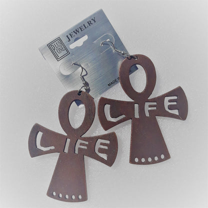 ANKH wooden earrings LIFE - afrocentric earrings