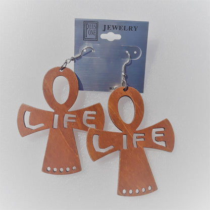 ANKH wooden earrings LIFE - afrocentric earrings